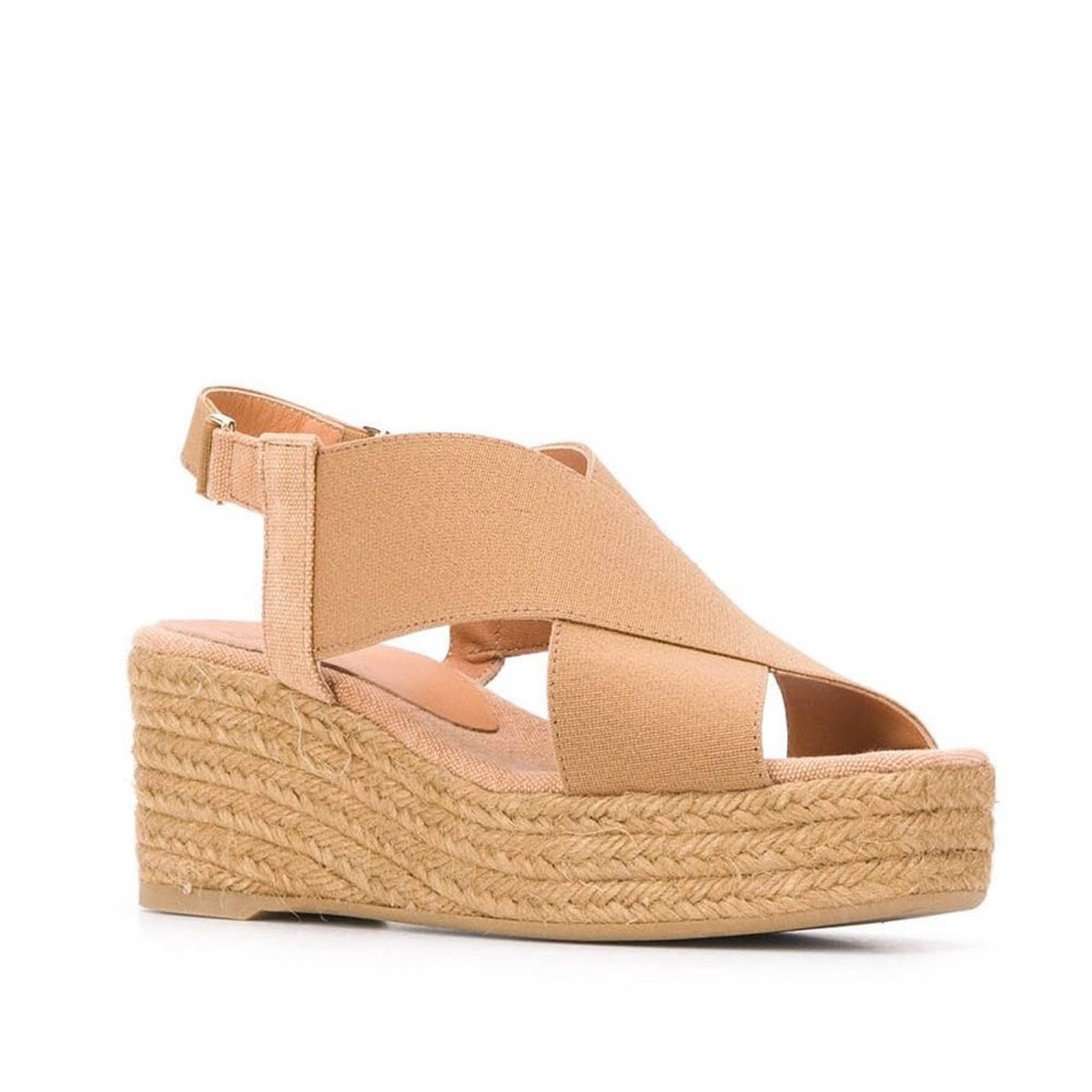 NEW Castaner Tan Criss Criss Espadrille/Wedge